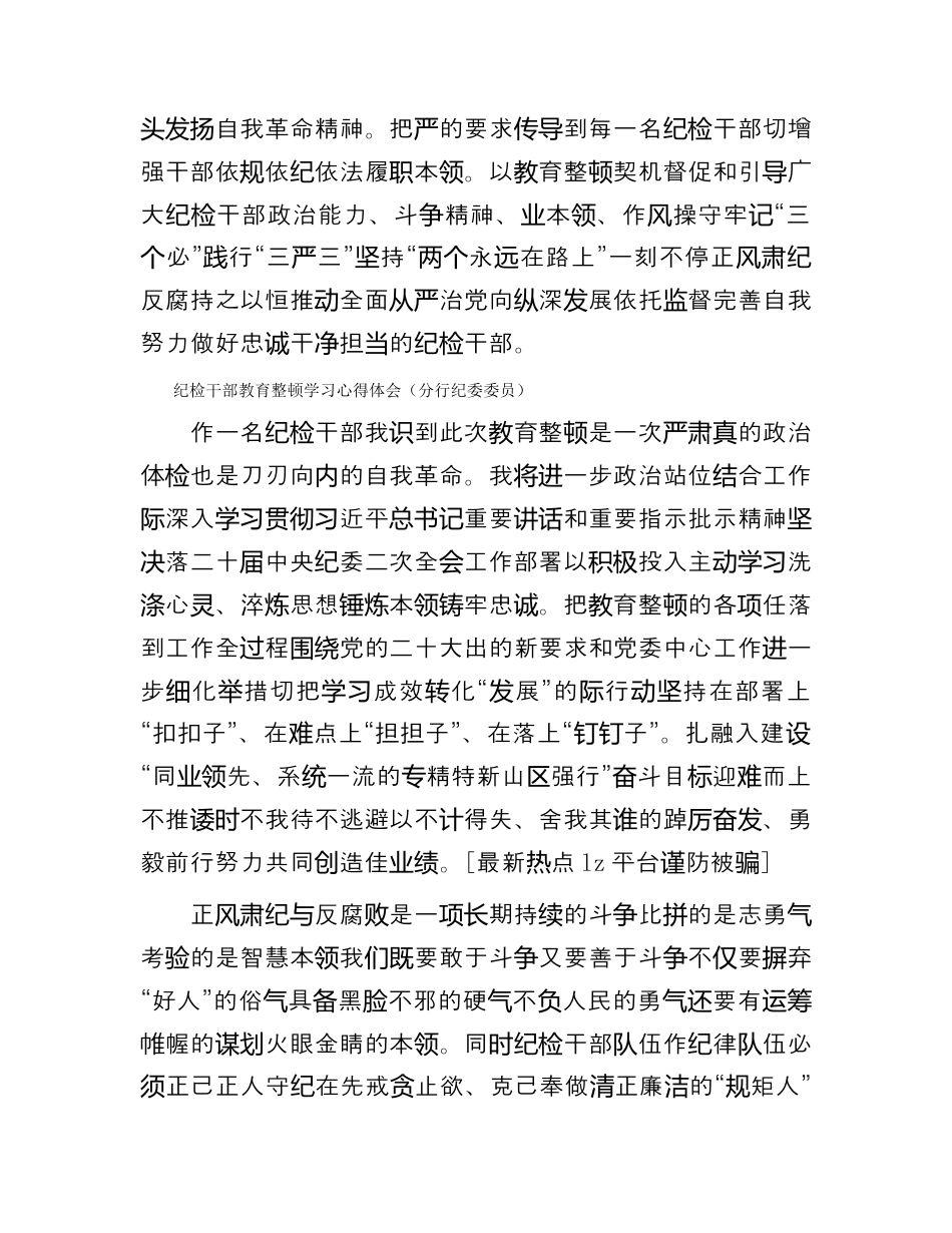 银行系统_国企银行纪检干部教育整顿心得体会、研讨发言4篇（简单版）（996wk）.docx_第2页